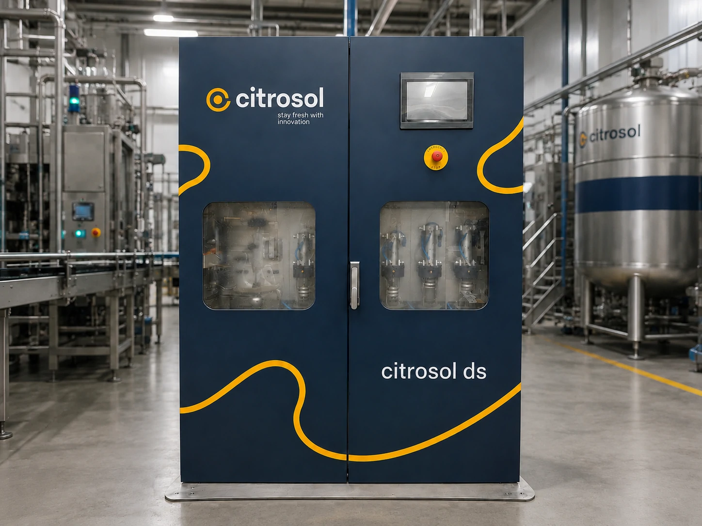 Rotulación industrial de armario de control Citrosol realizada por Projectes Gràfics