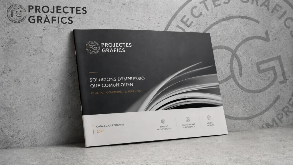 Catálogo corporativo offset en Gandía impreso por Projectes Gràfics con encuadernación grapada y acabado mate